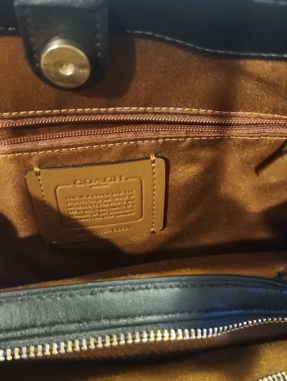Coach Brown Signature Canvas Shoulder Bag with Black Trim - Picture 2 of 7